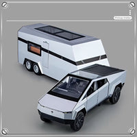 Thumbnail for 1/32 Tesla Cybertruck Pickup Alloy Car With Small Bike