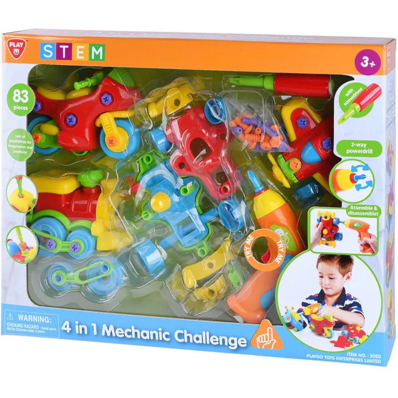 PlayGo 4 in 1 Mechanic Challenge Playset  For Kids
