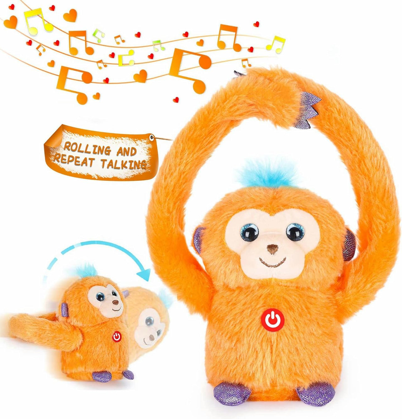 Stuffed Monkey with Music Spin Roll Recording Function Toys