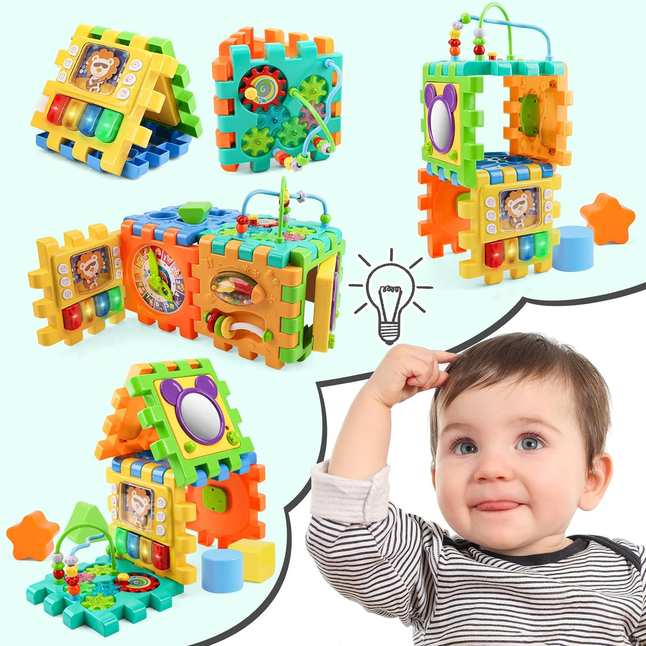 6 in 1 Multi-Purpose Learning Cube with MusicAnd Shape Sorter
