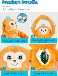 Thumbnail for Stuffed Monkey with Music Spin Roll Recording Function Toys