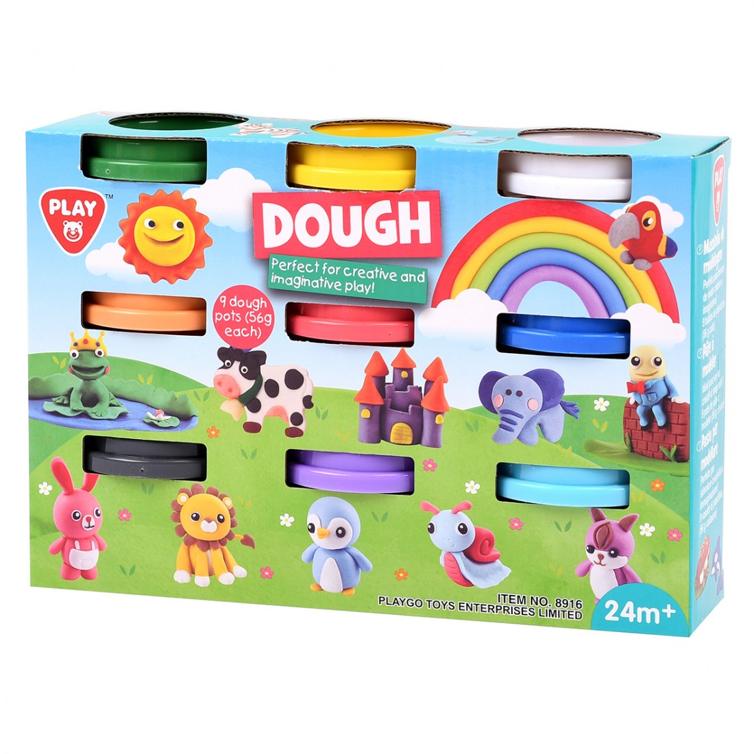 Playgo Set of 9 Colored Plasticine Jars