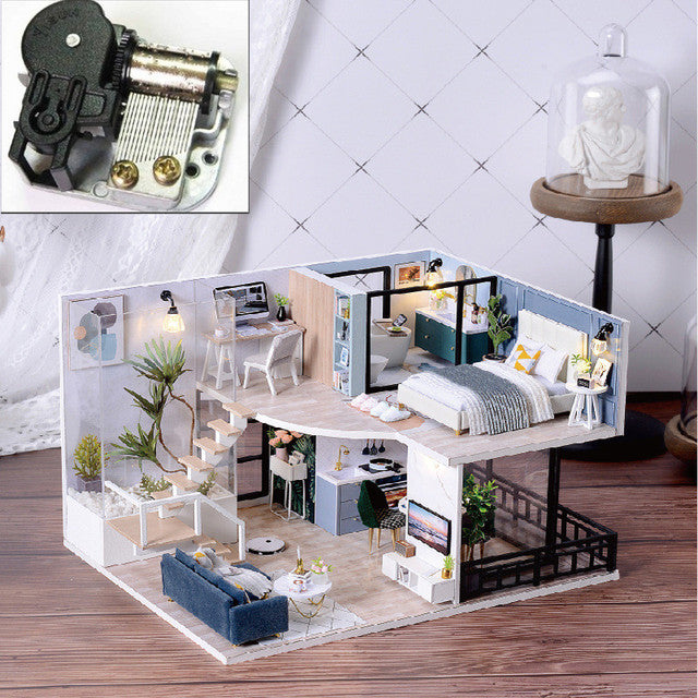 DIY Miniature 3D Toy Doll House Furniture Model Kit Wooden Dollhouse