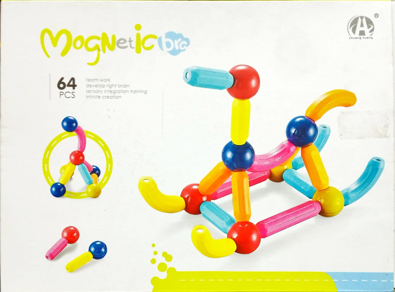 64 Pieces DIY 3D Model Magnetic Stick and Ball Construction Set