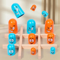 Thumbnail for Wooden Emoji Tic Tac Toe Tache Board Game