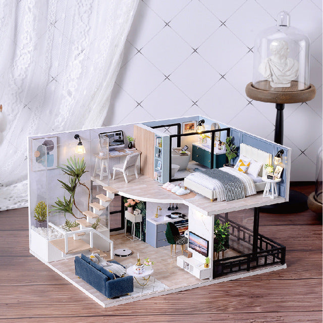 DIY Miniature 3D Toy Doll House Furniture Model Kit Wooden Dollhouse