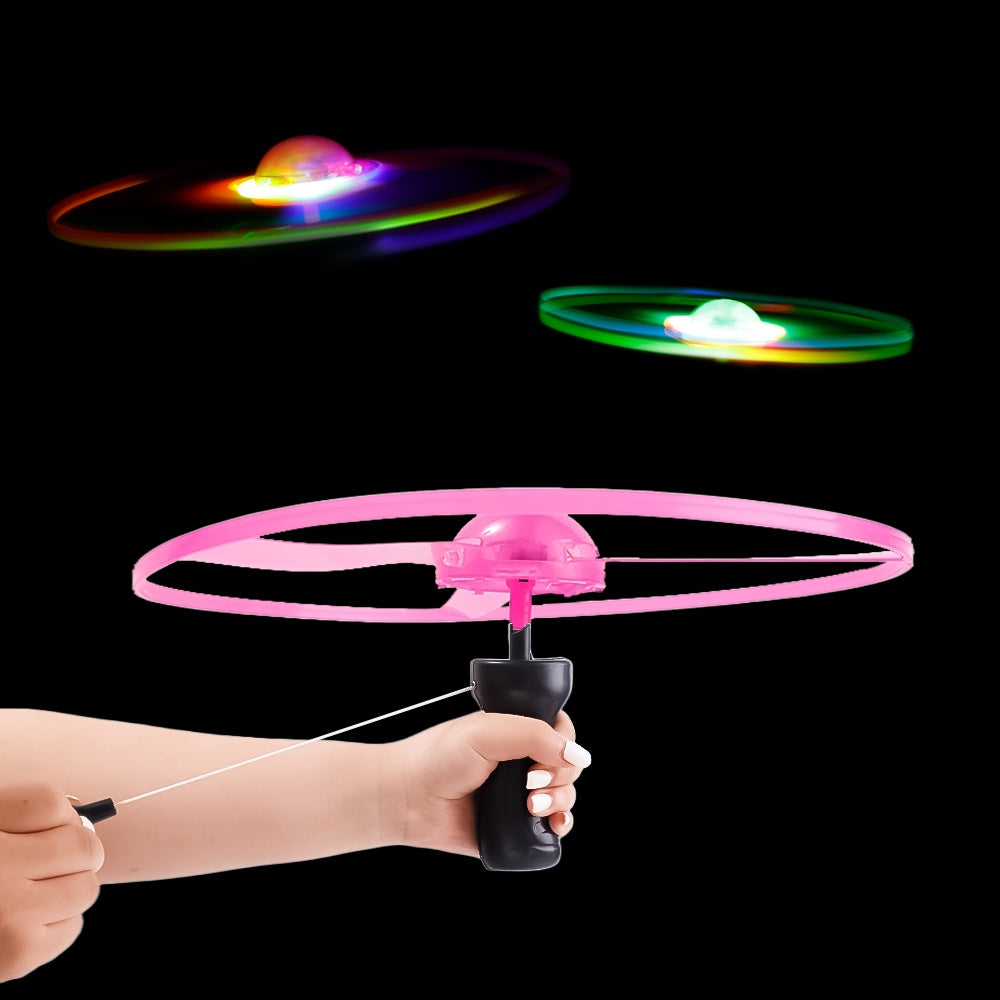LED Colorful Pull String UFO Toy - 2 Pcs