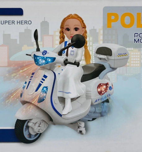 Cute Police Women Motorcycle with light and Sound