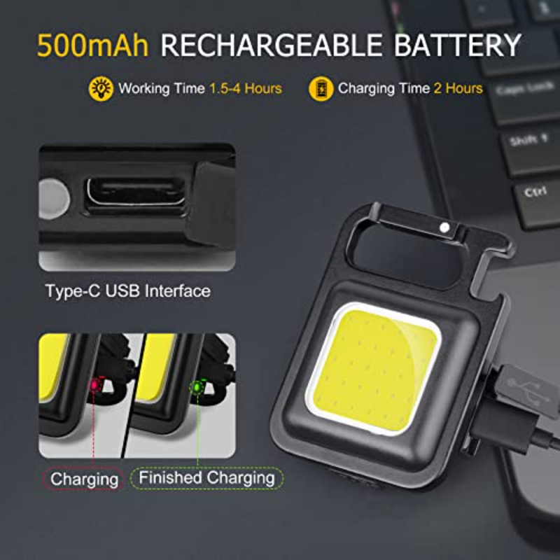 COB Rechargeable Keychain Mini Flashlight