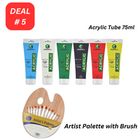 Thumbnail for Maries Acrylic Paint of 6 Basic Colors Set with Artist Paint Palette & Brushes Deal - 19 Pieces