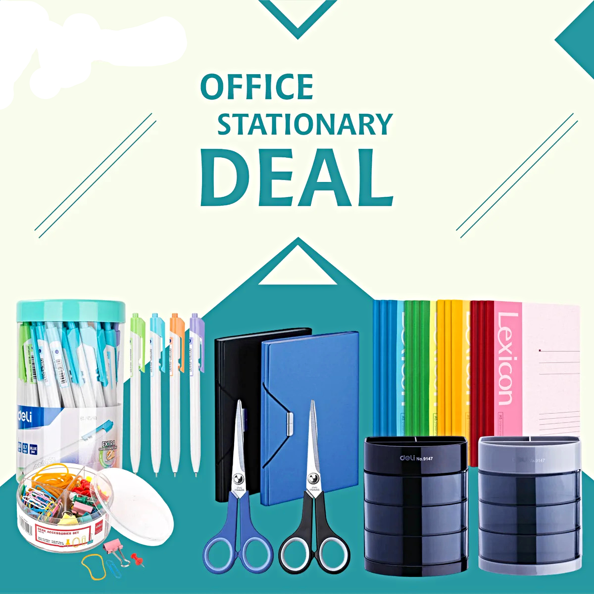 Deli Office Stationery Deal 10 Pieces Set