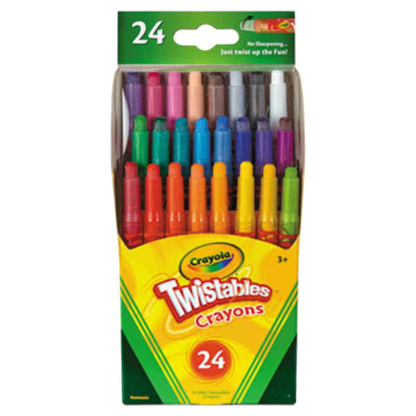 crayola assorted 24 color twistable mini size crayon box