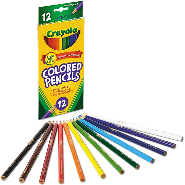 crayola 24 color assorted long barrel colored pencil set 6134