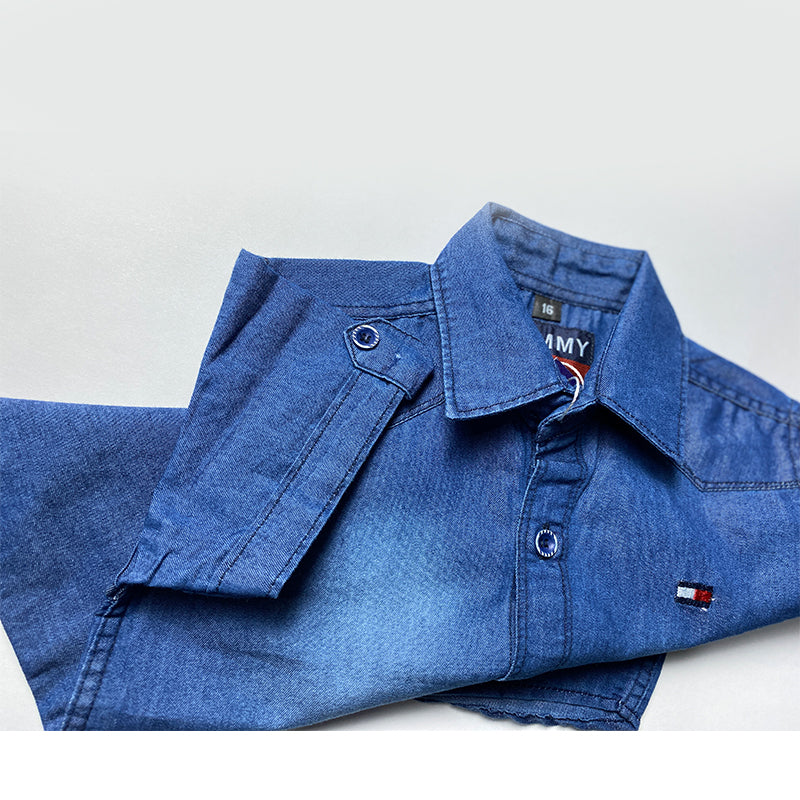 blue denim style shirt for kids