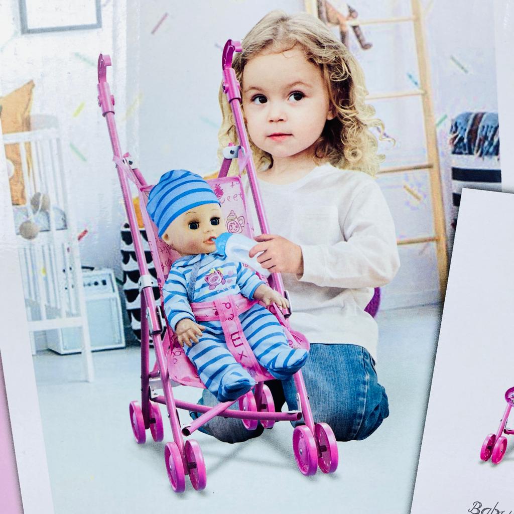 baby doll stroller with doll