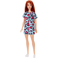 Thumbnail for barbie doll red hair wearing yellow and purple heart print dress