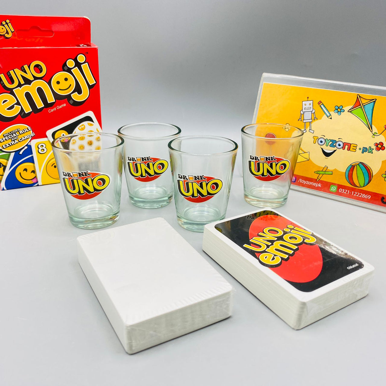 uno game card with shot glasses