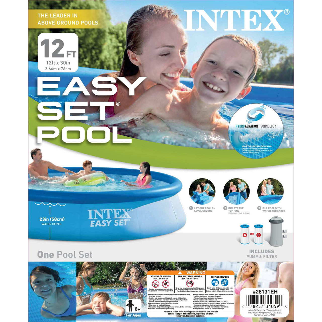 intex 12 x 30 easy set above ground swimming pool filter pump
