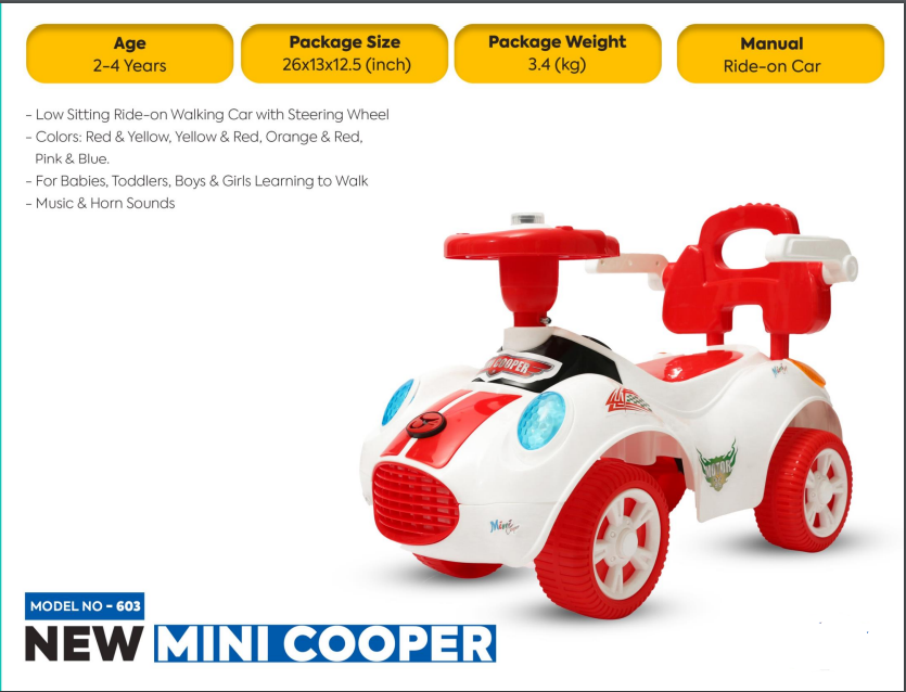 Baby Push Car - New Mini Cooper