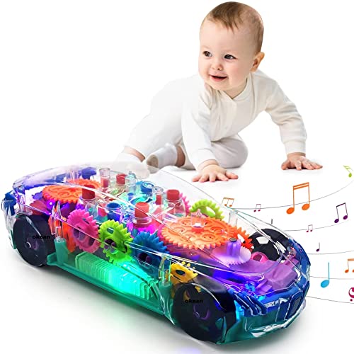 transparent gear racing car with light and music