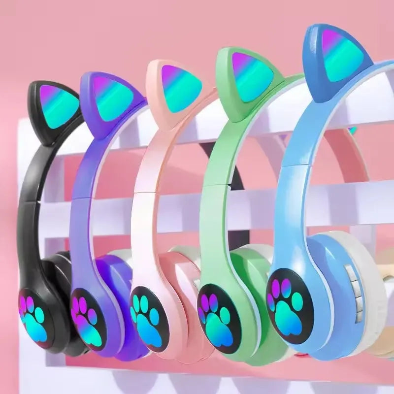 Foldable Bluetooth Cat Headphones With Light