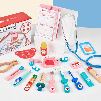 Wooden Medical Kit Pretend Play Set