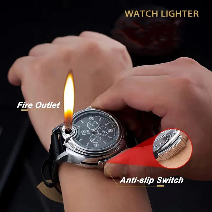2-in-1 Wristwatch Lighter And USB Flame Lighter with Leather Strap