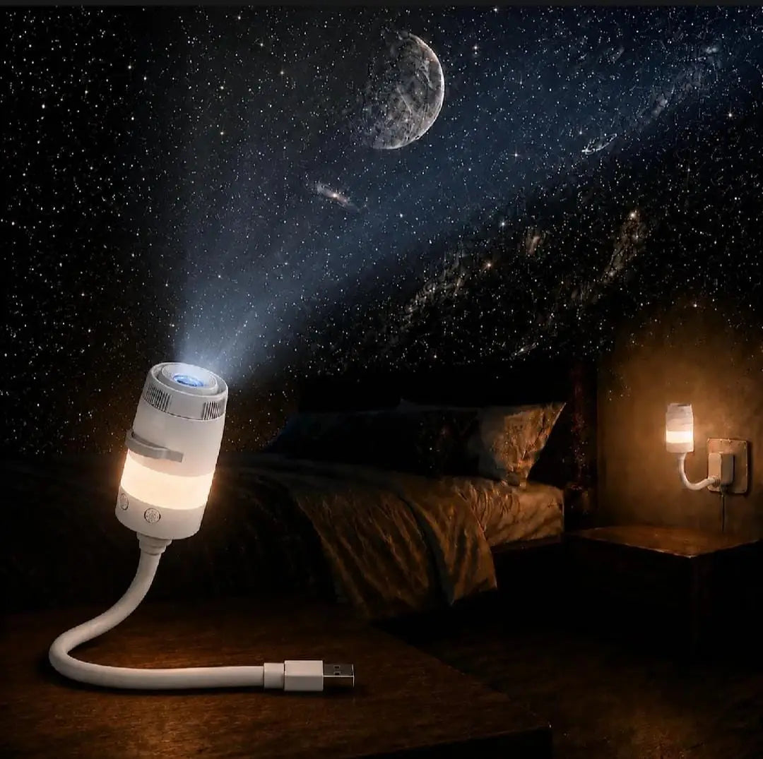2 in 1 USB-Powered Moon Light Projector Night Lamp With 3 Different Disk