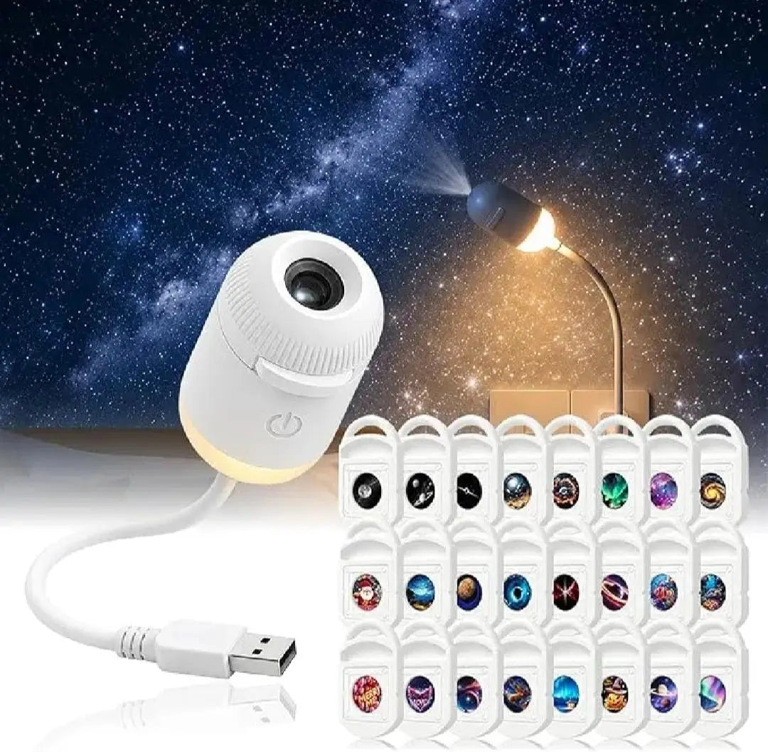 2 in 1 USB-Powered Moon Light Projector Night Lamp With 3 Different Disk