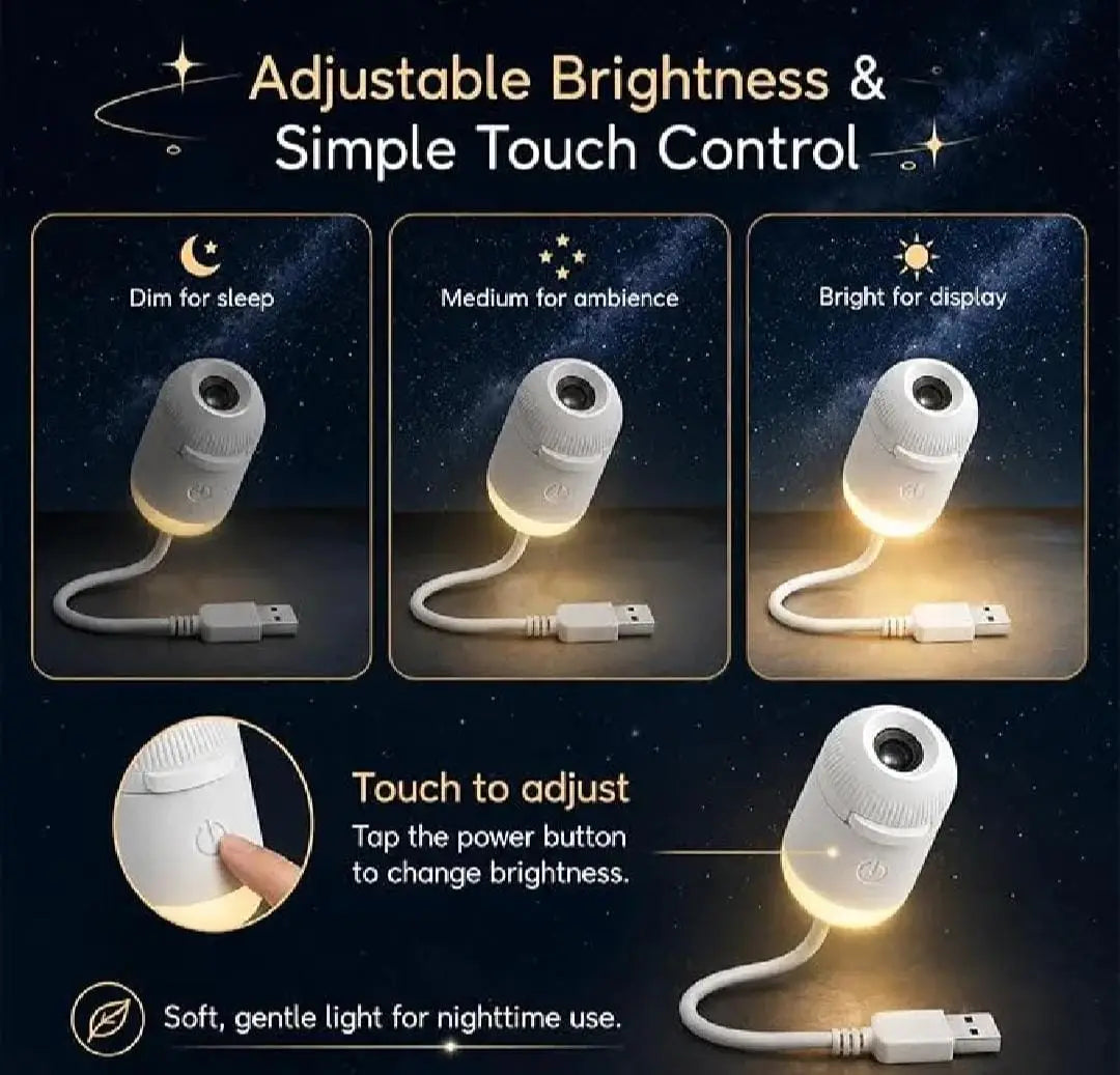 2 in 1 USB-Powered Moon Light Projector Night Lamp With 3 Different Disk