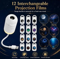 Thumbnail for 2 in 1 USB-Powered Moon Light Projector Night Lamp With 3 Different Disk