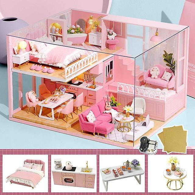 DIY Dollhouse - Wooden Miniature Doll House Furniture Kit