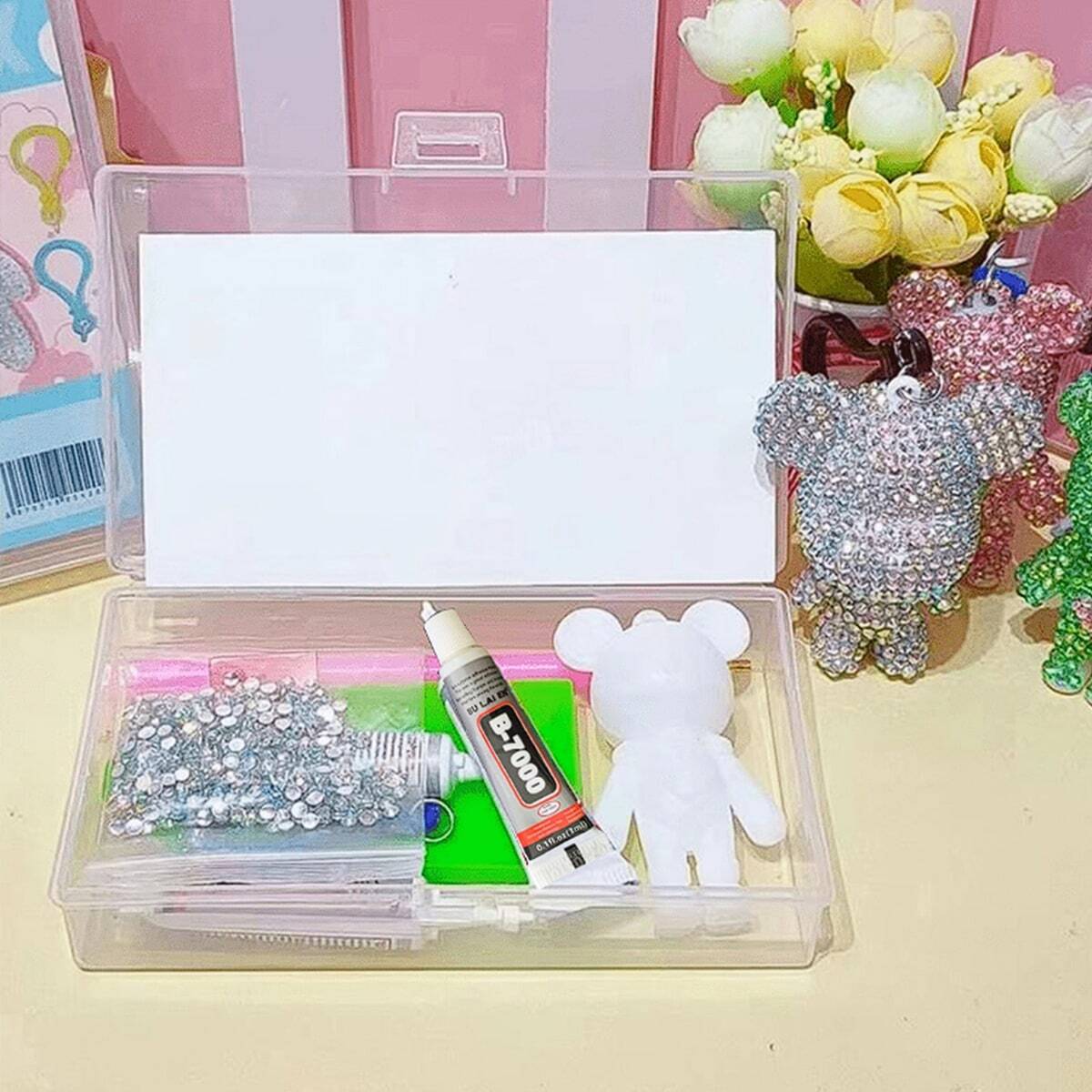 Bear Creative Keychain with Diamond Stone