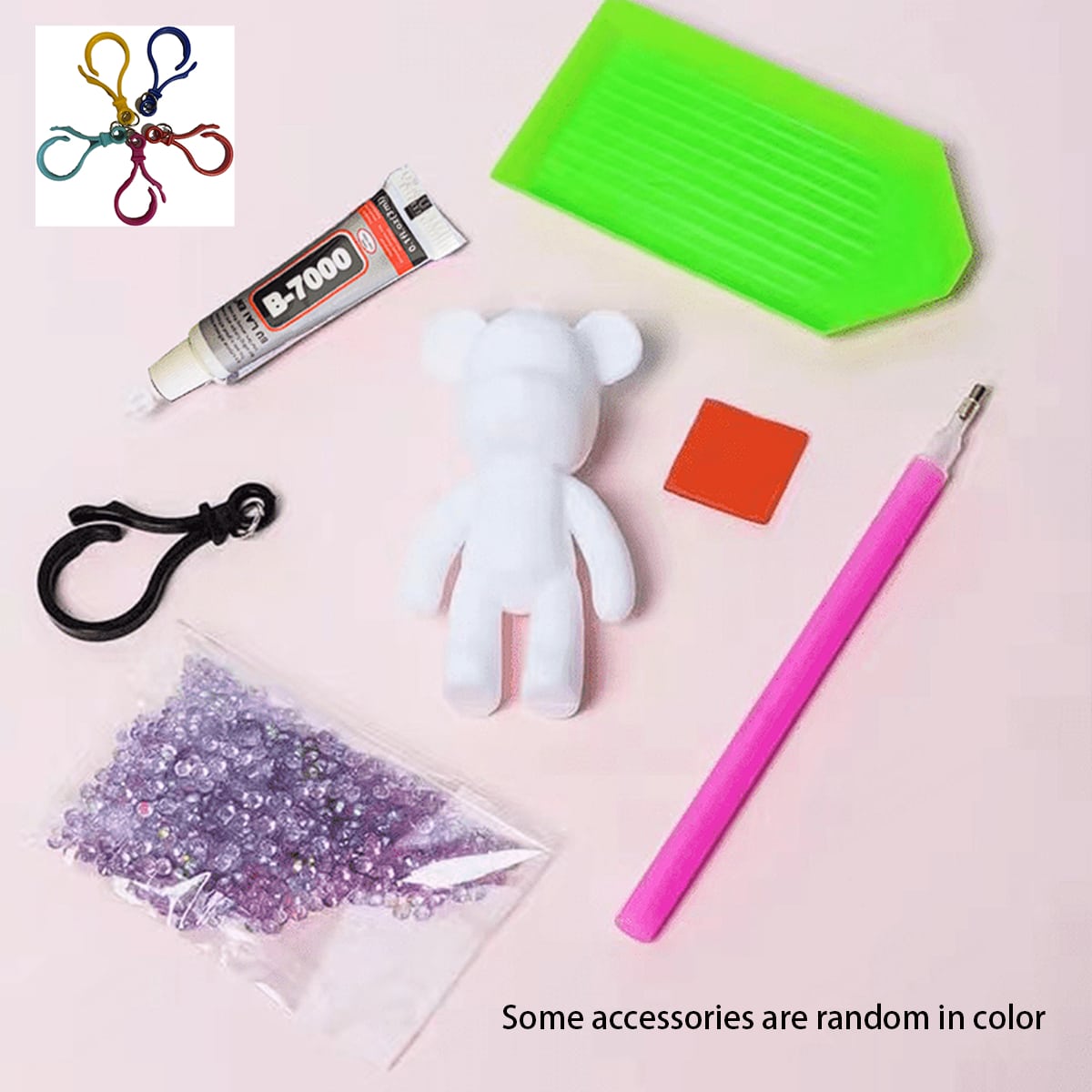 Bear Creative Keychain with Diamond Stone