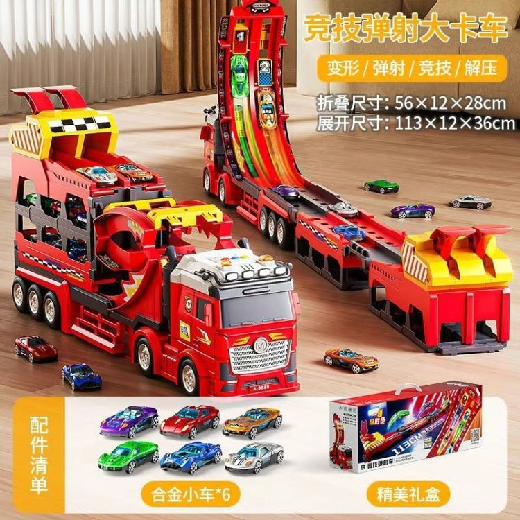 Fire Track Set With 6Pcs Mini Metal Cars With Light and Sound