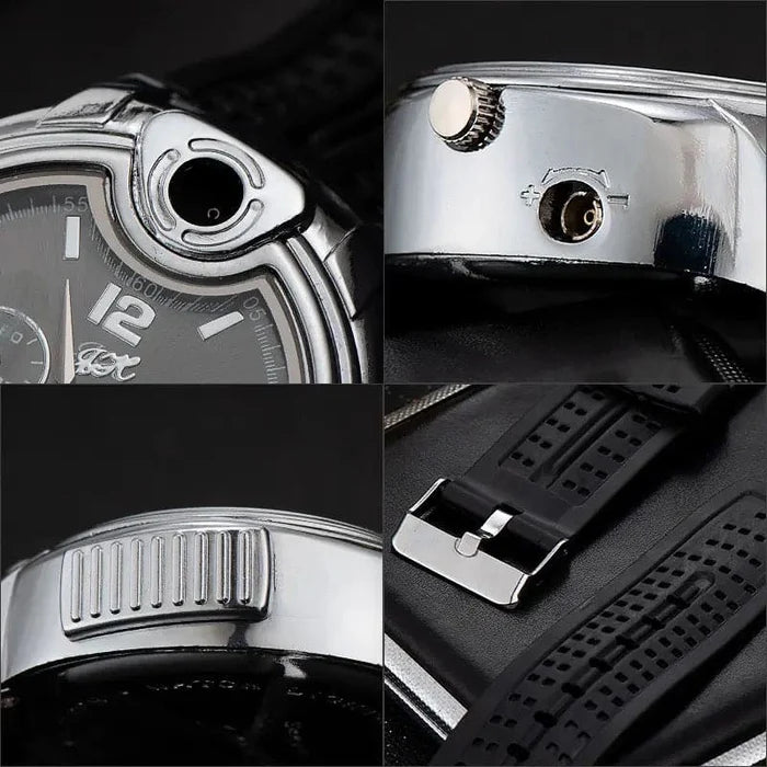 2-in-1 Wristwatch Lighter And USB Flame Lighter with Leather Strap