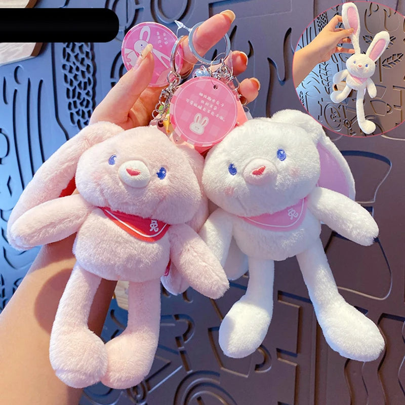 Pulling Ears Rabbit Plush With Keychain