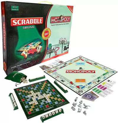 2 in 1 Scrabble & Monopoly Board Games