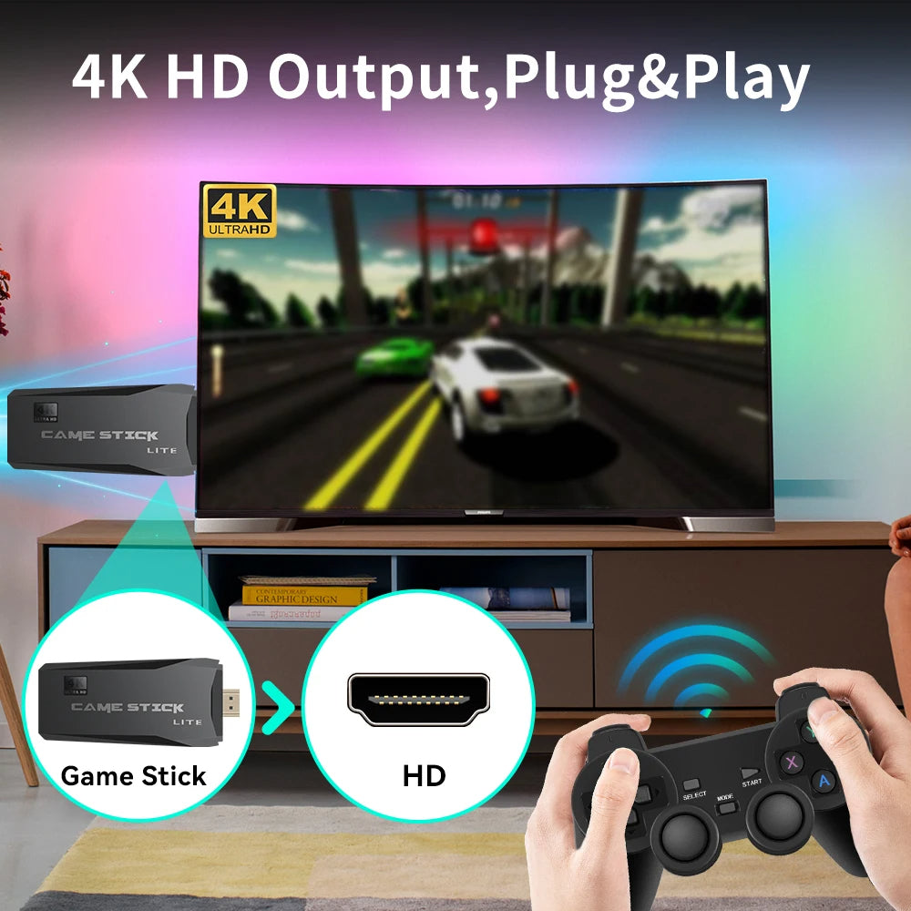 4K HD TV Video Game Console 2.4G Wireless Controller for PS1/FC