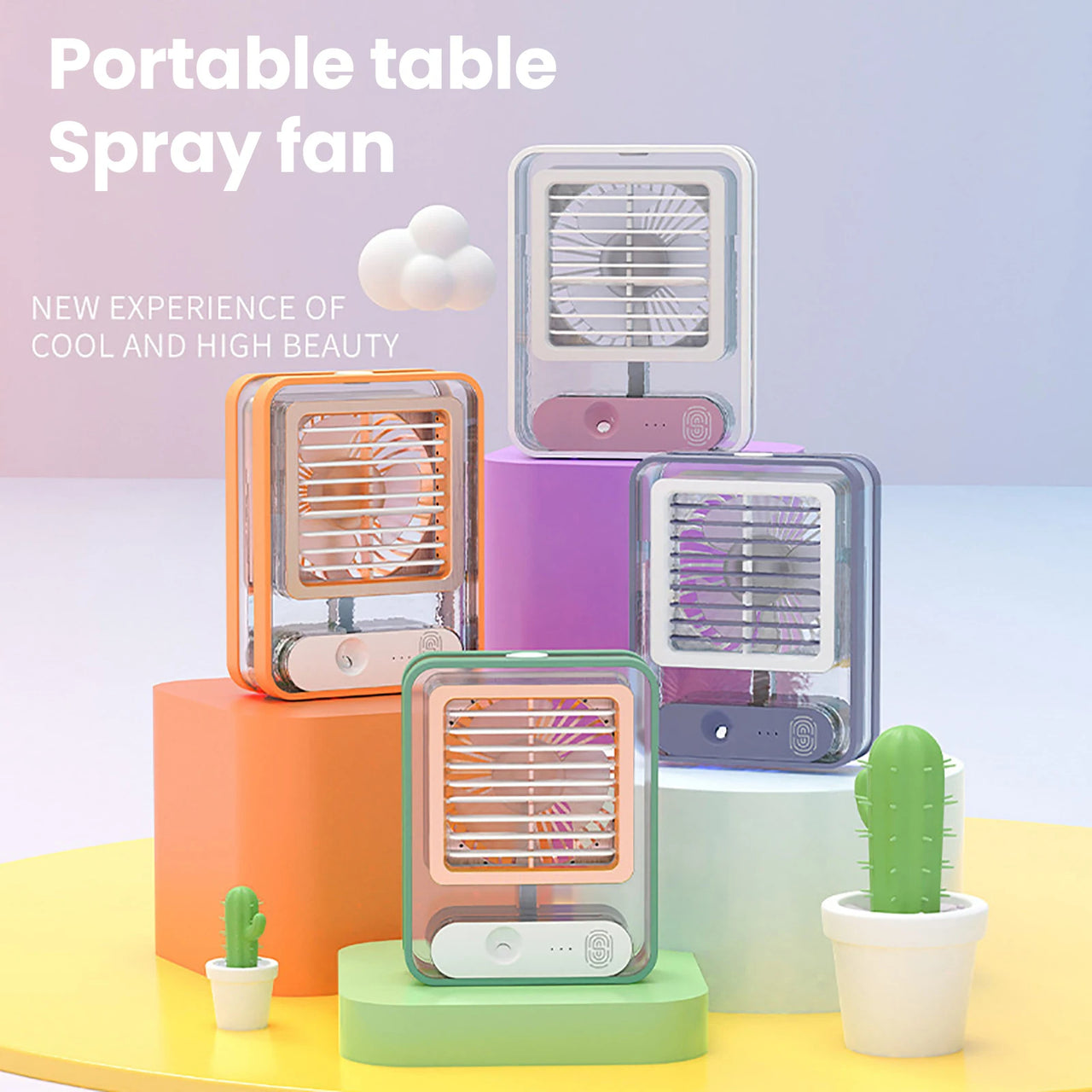 Portable Air Conditioner With Transparent Humidifying Spray
