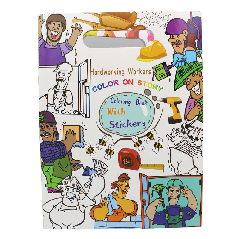 Coloring Book With Stickers-Hardworking Workers