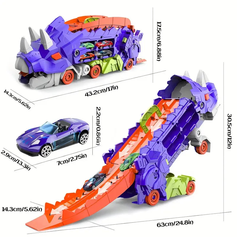 2 In 1 Dinosaur Transport Truck Track Set