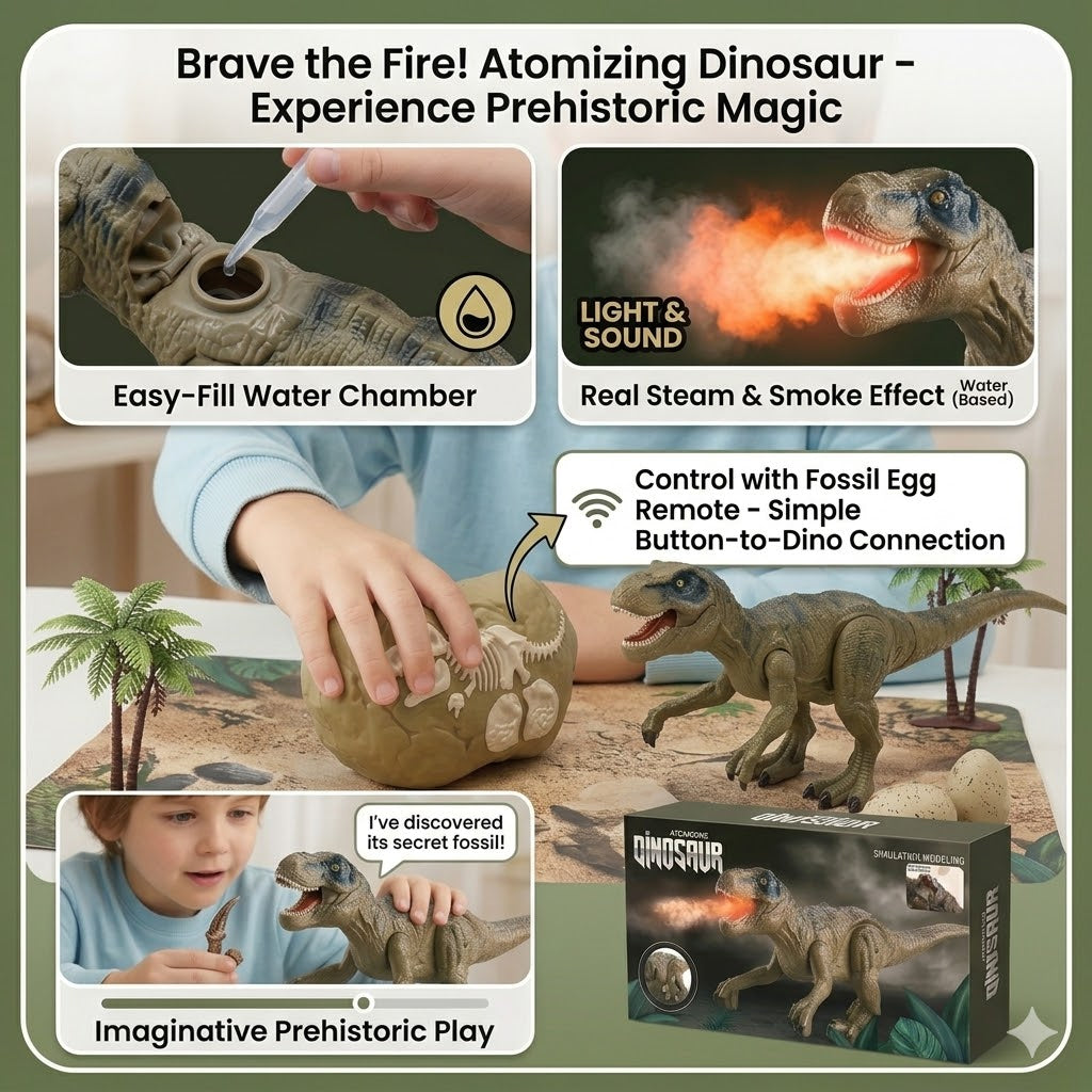 Remote Control Velociraptor Dinosaur With Spray Mist