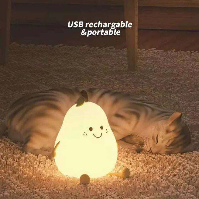 Cute Pear Character Silicone Night Light