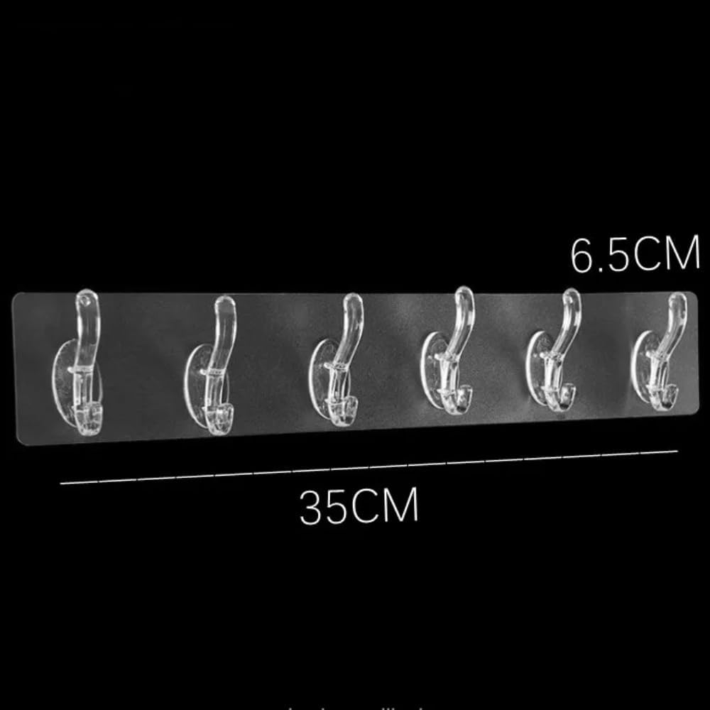 Transparent Adhesive Wall 6 Hook Strip
