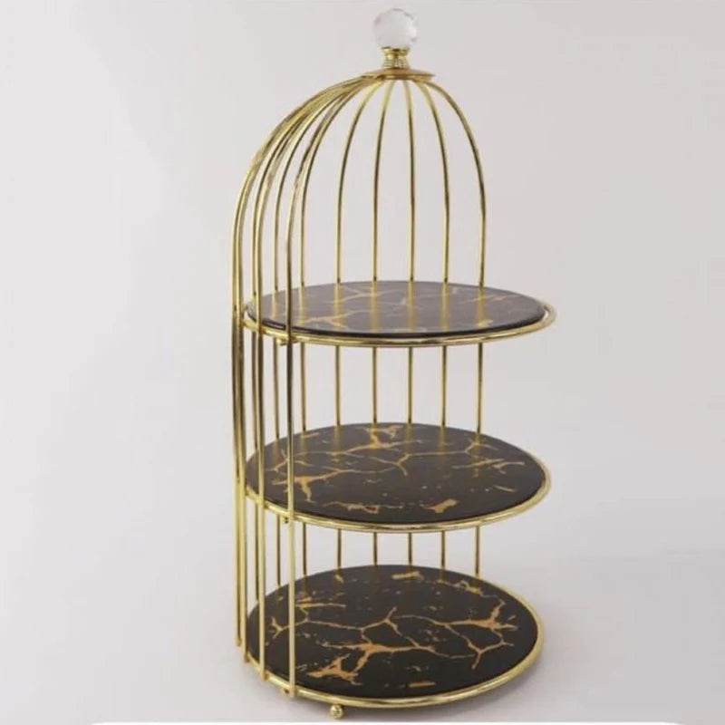 Multi Layer Makeup Organizer In Metal Bird Cage Shape