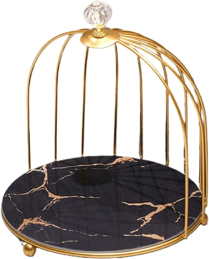 Multi Layer Makeup Organizer In Metal Bird Cage Shape