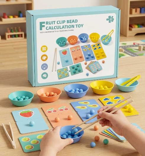 Kids Math Learning Fruit Clip Bead Calculation Toy