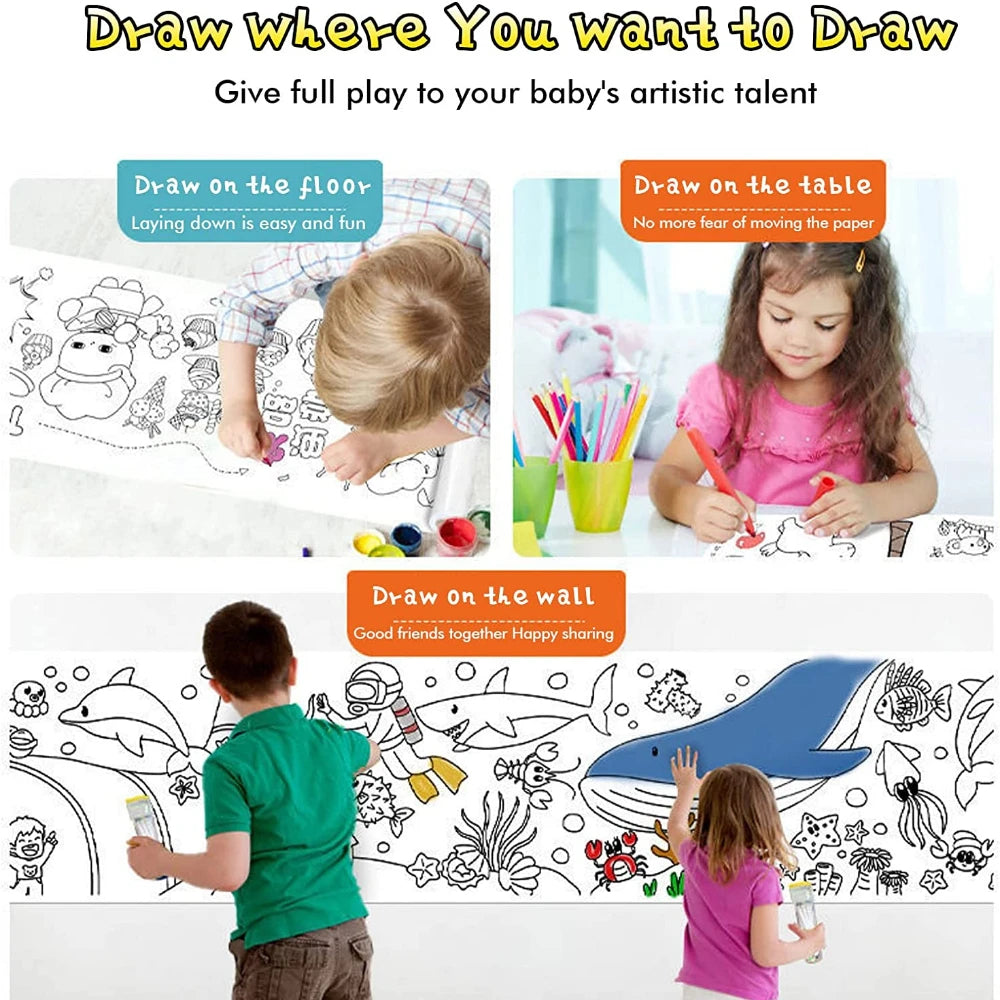 DIY Scrolling Drawing Roll Graffiti Coloring Paper