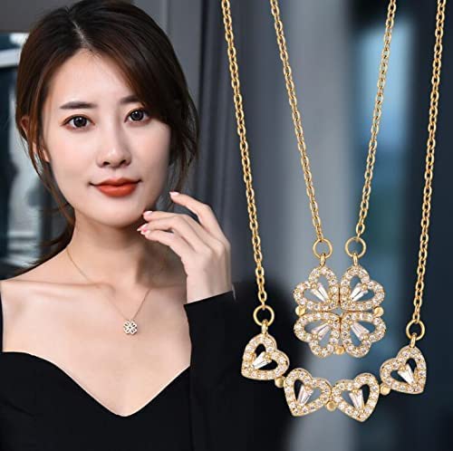 4pcs Heart Magnetic Rose Gold Necklace